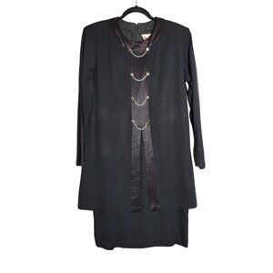 Vintage SL Fashions Dress Long Sleeve Military Steampunk Goth Punk Black sz 12